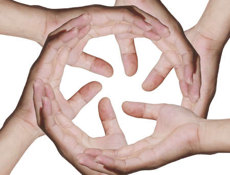 Hands together in a circle.の写真素材