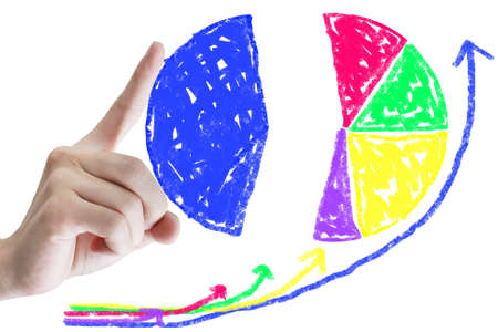 Male hand drawing a graphの写真素材