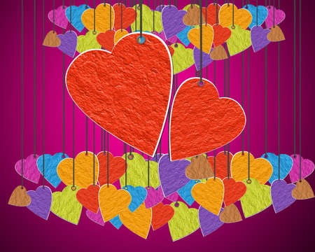 Heart day of love. Paper Hanger.