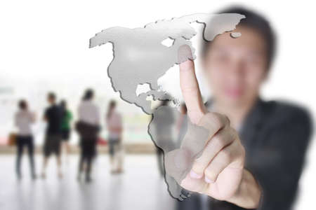 hand pushing on a touch の写真素材