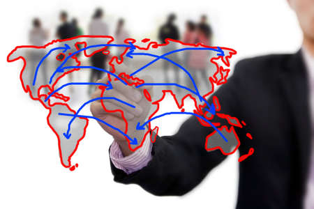 business people team with world map 