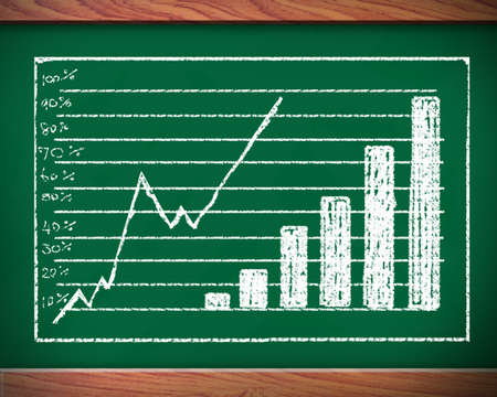 drawing business graph on chalkboard use in the background の写真素材