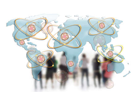 business people team with world map の写真素材