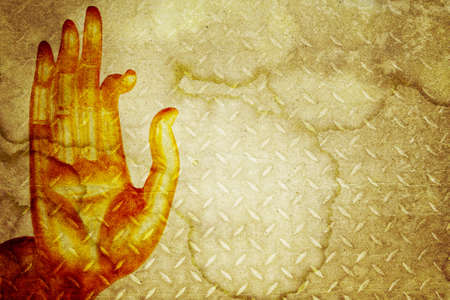 Paper Old Hand on  background の写真素材