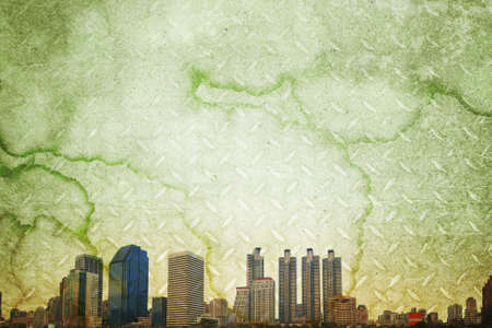 grunge image of cityscape from old paper の写真素材