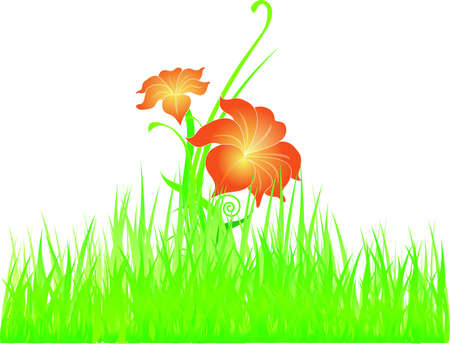 Flowers on the grass vectorのイラスト素材