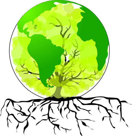 Environmental concept  Tree forming the world globe in its branches and leaves のイラスト素材