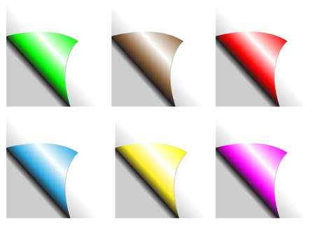 Set of four color curled corners of pages のイラスト素材