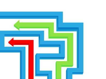 Maze and colored arrows are shown in the image  のイラスト素材