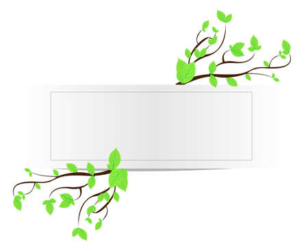 eco brochure with branch of fresh green leaves のイラスト素材