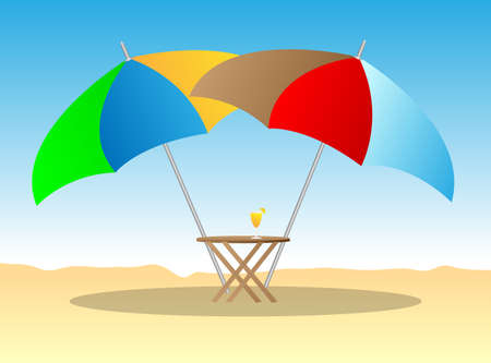 beach chairs under sunshade 3d illustration のイラスト素材