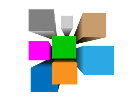 Abstract background with 3d cubes and squares 