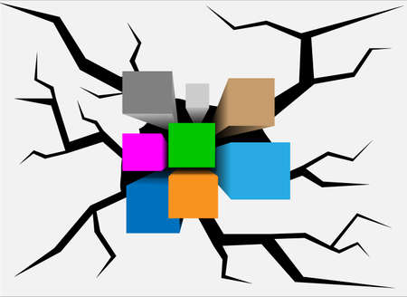 Abstract background with 3d cubes and squares のイラスト素材