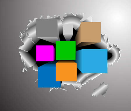 Abstract background with 3d cubes and squares のイラスト素材