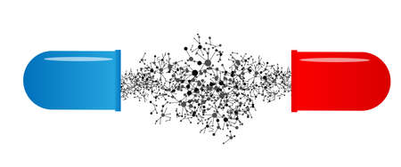capsule shows molecule as medical concept のイラスト素材