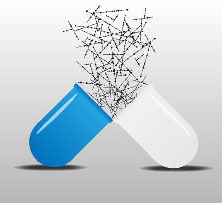 capsule shows molecule as medical concept のイラスト素材
