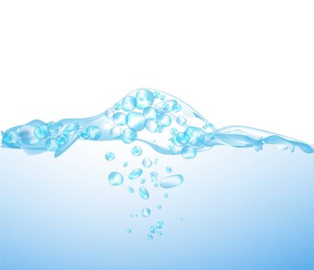 abstract vector water wave with bubbles のイラスト素材