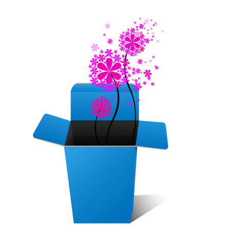 Magic gift box with flowers のイラスト素材