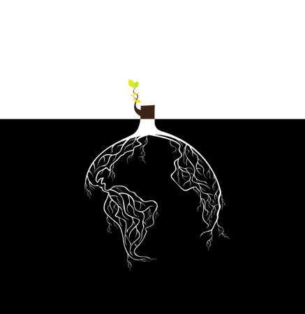 Tree root Globe vector のイラスト素材