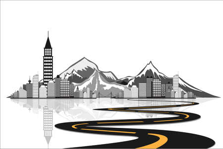 Vector - road leads to city iceberg のイラスト素材