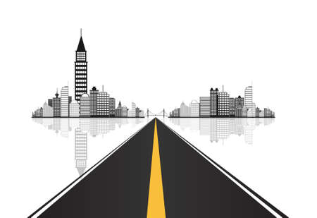 Vector - road leads to cityのイラスト素材