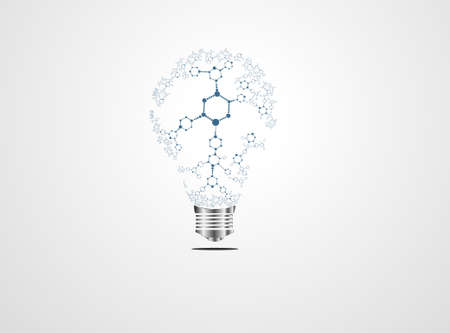 Creative light bulb idea medical DNA with chemistry and science icon education concept, Vector illustration  のイラスト素材