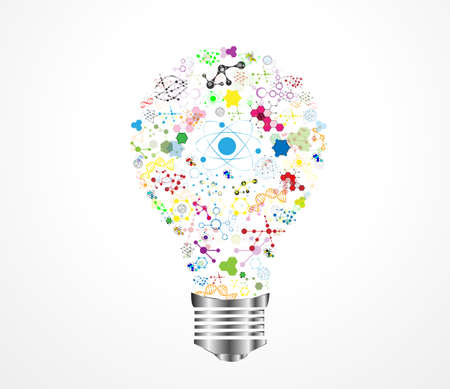 Creative light bulb idea medical DNA with chemistry and science icon education concept, Vector illustration  のイラスト素材