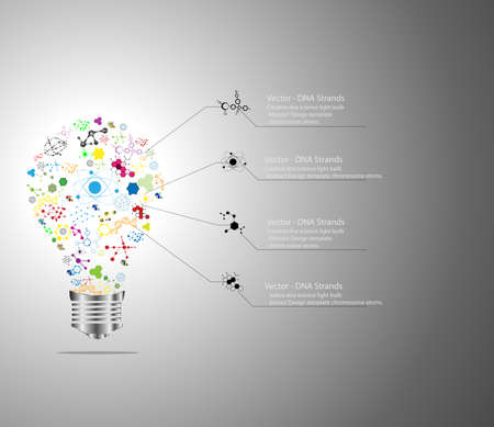 Creative dna science light bulb Abstract Design template chromosome atoms vector illustration のイラスト素材