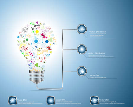 Creative science molecular DNA light bulb Abstract vector のイラスト素材