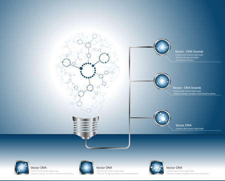 Creative science molecular DNA light bulb Abstract vector のイラスト素材