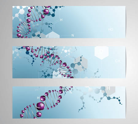 Set of digital backgrounds for dna molecule structure vector illustration.のイラスト素材