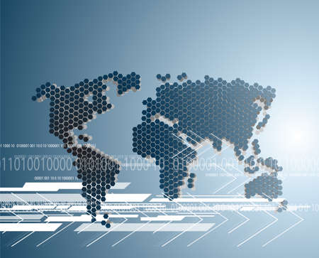 Digital Abstract Modern World map vector illustration.のイラスト素材