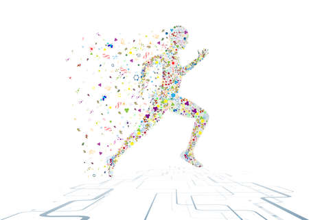 body fitness concept Jumping molecules of scientific illustrations of human DNA chemistryのイラスト素材