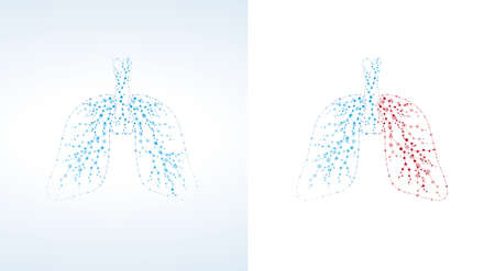 molecular connections of the lungs, airways, trachea, and DNA dissociation. use medical abstract vector illustrationのイラスト素材