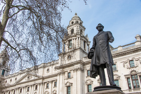 Statue of Henry John Temple 3rd Viscount Palmerston at Parliament Square in London United Kingdom