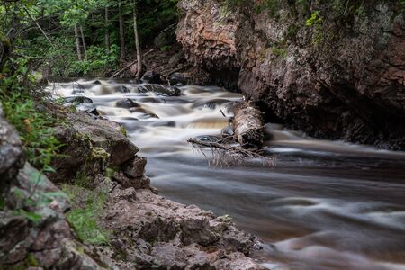This is a stream at Cascade River State Park in Minnesotaの写真素材