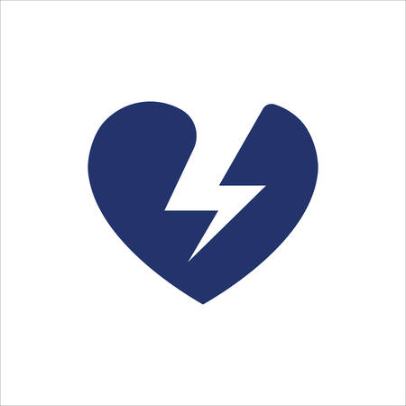 Thunder Heart Logo, Electrical sign with a Heart, Love Power Energy Logo Design Element, Lightning bolt in heart shape logo design. Love Lightning Bolt Energy Logo, heart logo accompanied by the concept of lightning.のイラスト素材