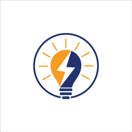 Electricity Logo, electric bulb logo and icon Vector design Template. Bulb creative concept logo design template, Lightning Icon in Vector. Lightning Logo, Power Energy Logo Design Element, Bulb logo light vector designのイラスト素材