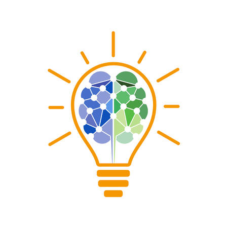 Brain connection logo design. digital brain logo template, Brain logo. Brain icon. Brainstorm icon.のイラスト素材