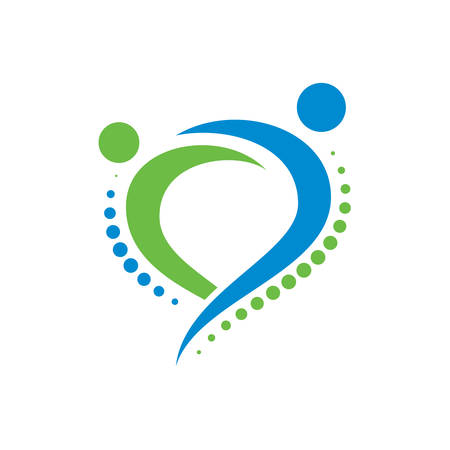 Creative Medical Chiropractic Concept Logo Design Template, chiropractic logo, spine spinal care, Chiropractic massage back pain and osteopathy iconのイラスト素材