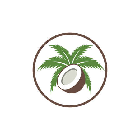 coconut tree design, Nature product coconut oil emblemのイラスト素材