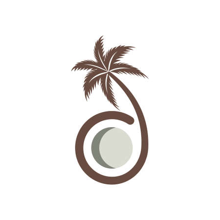 coconut tree design, Nature product coconut oil emblemのイラスト素材