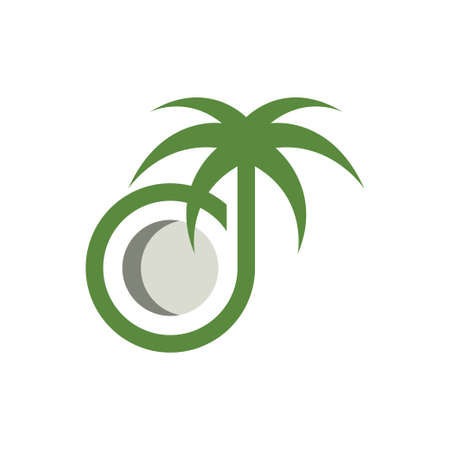 coconut tree design, Nature product coconut oil emblemのイラスト素材
