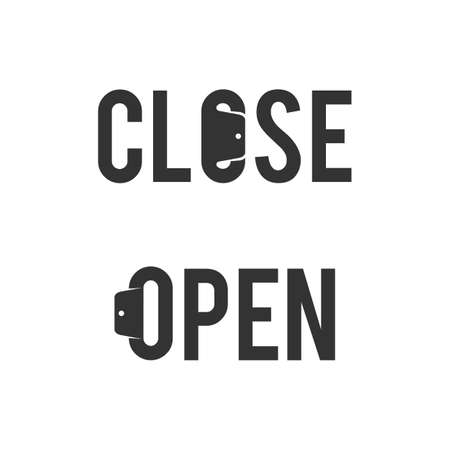 Open icon, close icon.  word close and open logo templateのイラスト素材