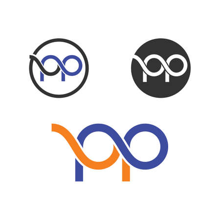 P letter logo design in rounded shape PP letter logoのイラスト素材