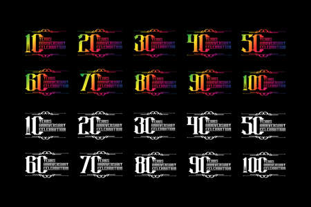 Set of anniversary logo template, Vector design birthday celebrationのイラスト素材