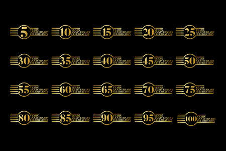 Anniversary logo template Vector design birthday celebration,  Golden anniversary emblem Designのイラスト素材