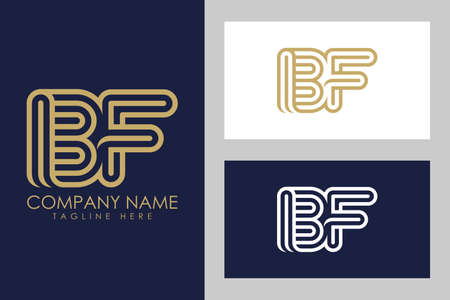 B and F combination Lines Letter Logo. Creative Line Letters Design Templateのイラスト素材