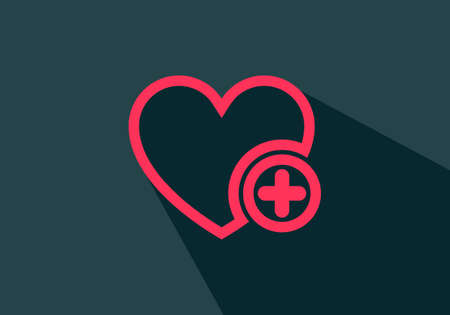 Favorites icon with plus symbol. Favorite icon, heart add plus sign, bookmark symbol, buttonのイラスト素材