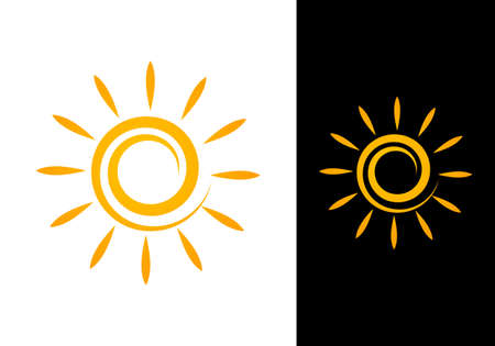 Sun vector logo concept icon design template, Summer Hot Abstract Sunのイラスト素材
